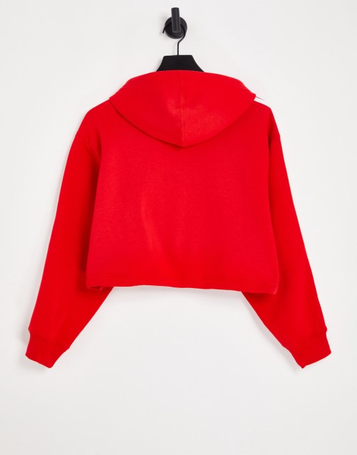 Adidas originals adicolor cropped hoodie in red best sale