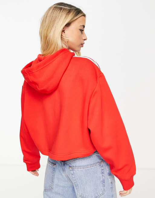 Adidas originals adicolor three stripe cropped hoodie hot sale
