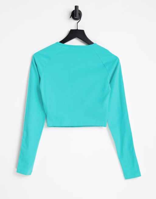 adidas Originals adicolor 3 stripe cropped long sleeve top