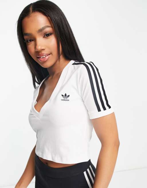 3 cropped stripe | white adicolor ASOS in Originals adidas top