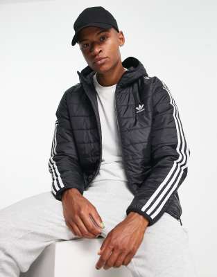 Adidas originals three stripe padded jacket in outlet red