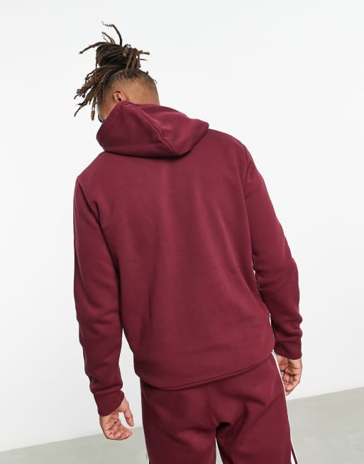 adidas Originals adicolor 3 stripe hoodie in burgundy