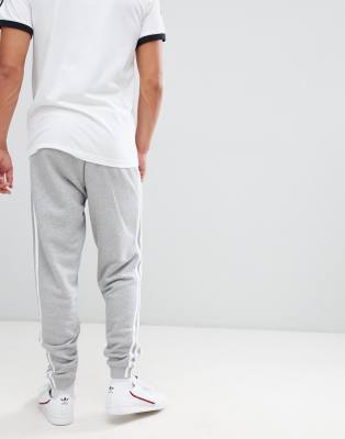 adidas grey joggers white stripes