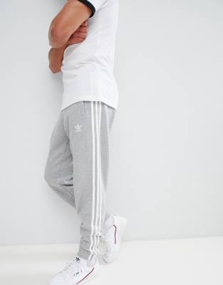 grey adidas 3 stripe joggers