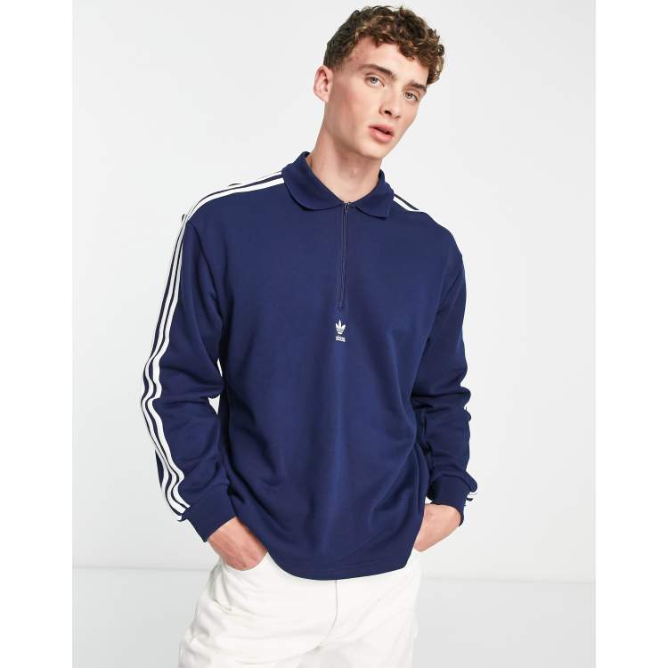 Adidas originals stand collar t online shirt navy