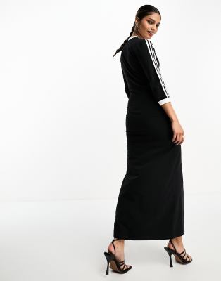 adicolor classics 3-stripes maxi dress adidas Originals Women's Dress, Small, Black Neck Maxi Dress Adidas WMNS ADICOLOR CLASSICS 3-STRIPES