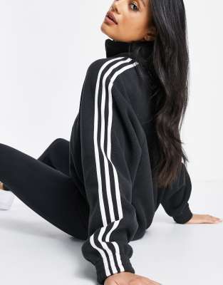 adidas 3 stripe hoodie womens black