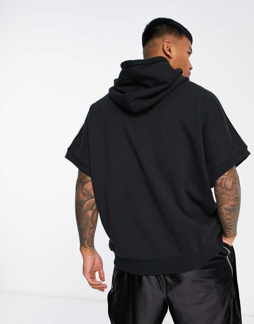 adidas Originals adicolor 3 stripe short sleeve hoodie in black ASOS