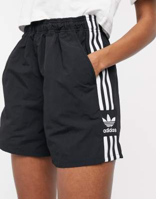 adidas originals adicolor three stripe shorts in black