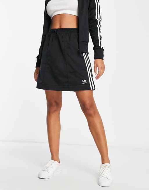 adidas Originals adicolor 3 stripe skirt in black