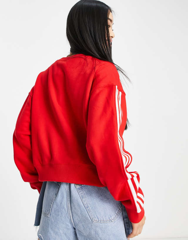 adidas Originals adicolor 3 stripe sweat in red 2