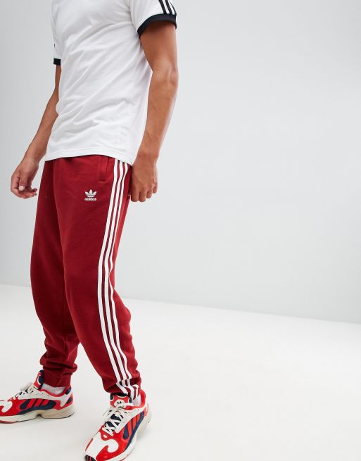 adidas Originals adicolor Three Stripe Track Pants In Red, ASOS