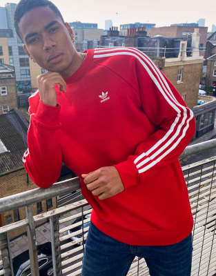 red 3 stripe adidas top