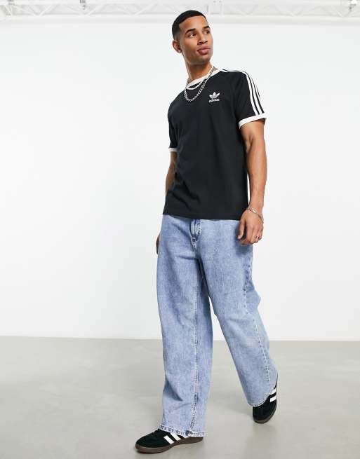 adidas Originals adicolor 3 stripe t shirt in black