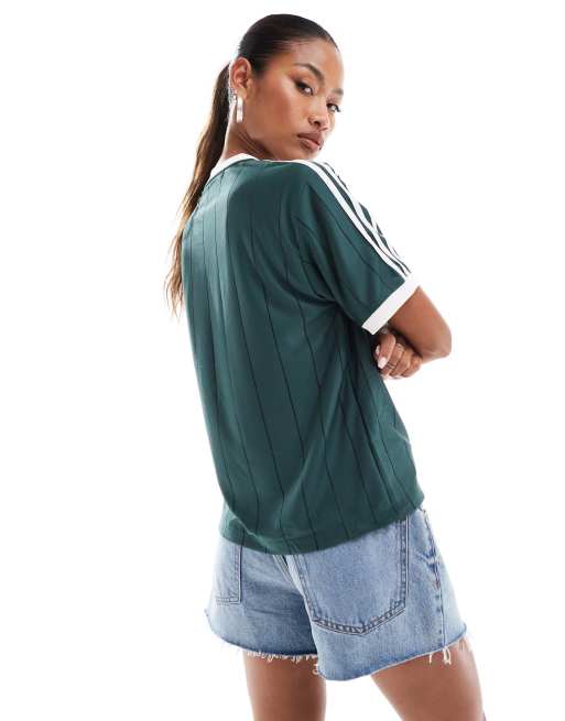 adidas Originals Adicolor 3 stripe t-shirt in dark green | ASOS