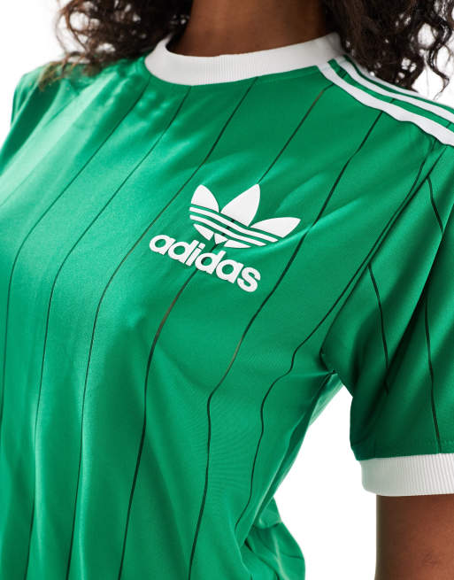 adidas Originals Adicolor 3 stripe t shirt in green ASOS