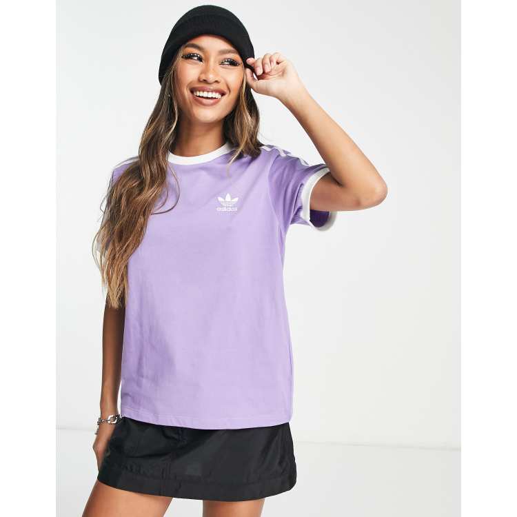 adidas Originals Adicolor 3 stripe t shirt in lilac ASOS