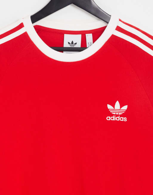Adidas red striped shirt best sale