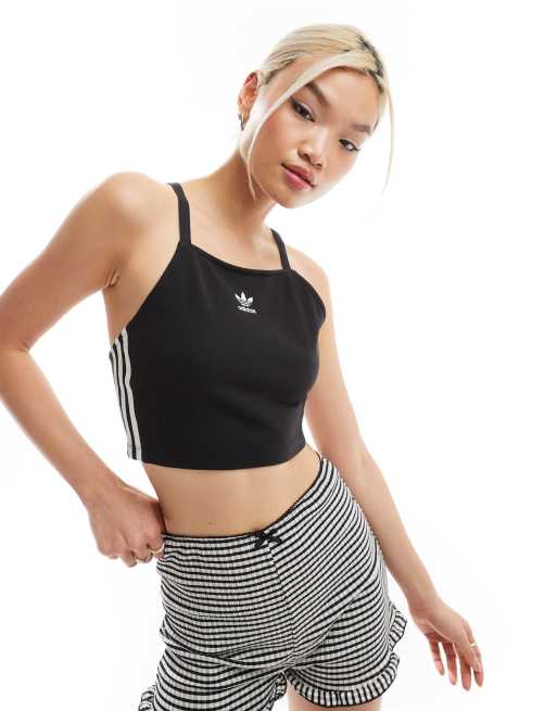 adidas Originals adicolor 3 stripe tank top in black ASOS