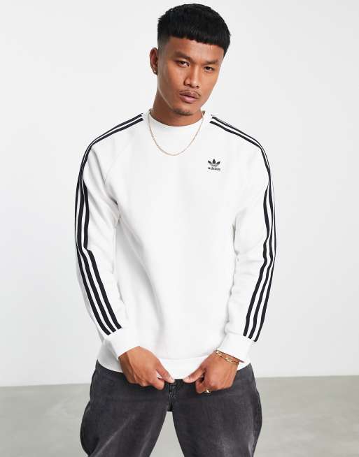 adidas Originals Adicolor 3 stripe trefoil logo sweatshirt in