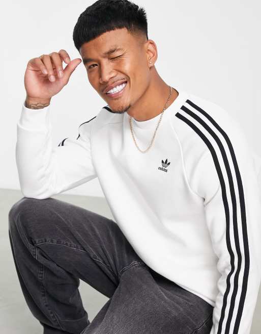 adidas Originals Adicolor 3 stripe trefoil logo sweatshirt in