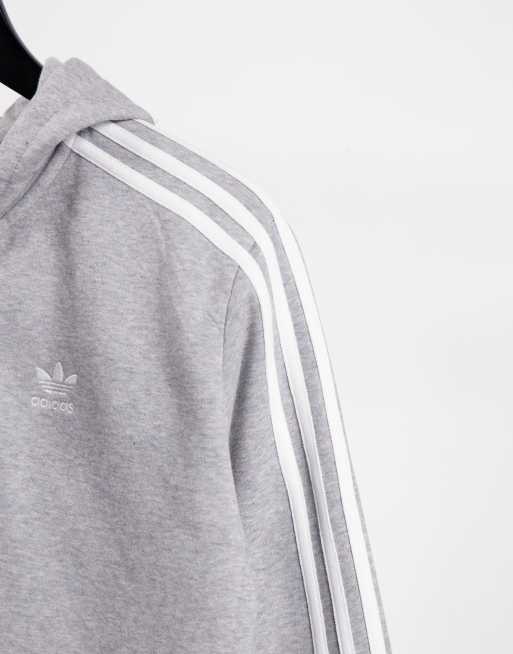 Adidas originals three stripe clearance zip thru hoodie in grey