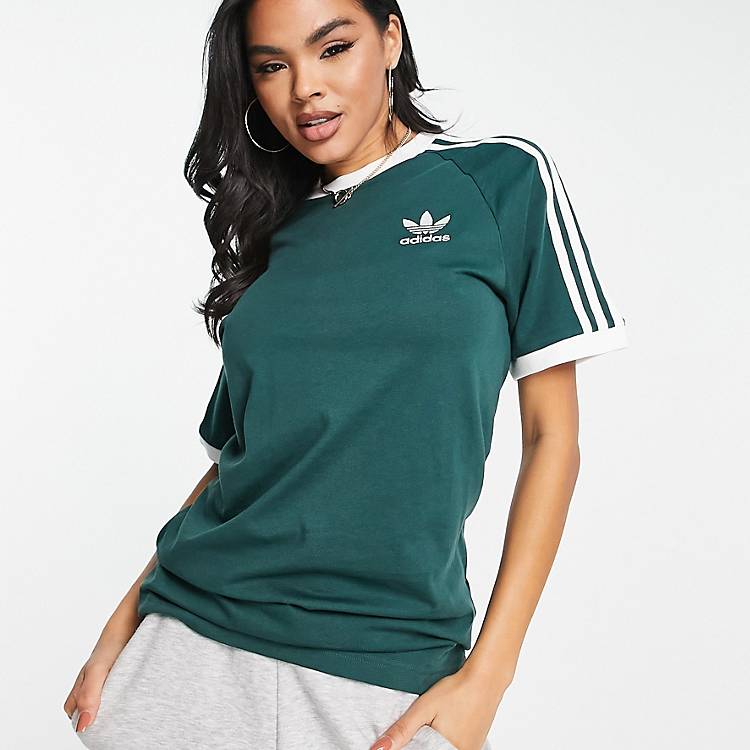 Verstikkend Lokken tobben adidas Originals adicolor 3-Stripes boyfriend fit T-shirt in green | ASOS