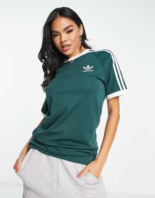 adidas Originals 3-Stripes boyfriend fit T-shirt green ASOS