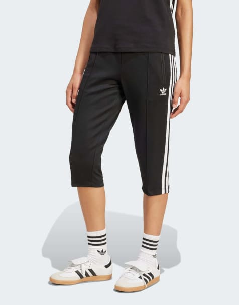 adidas Originals Adicolor 3-stripes capri track pant in black / white - view 1