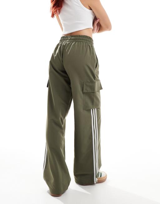 adidas Originals Adicolor 3 stripes Cargo tracksuit bottoms in green ASOS