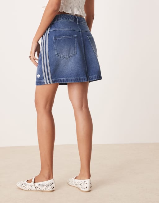 adidas Originals Adicolor 3-stripes denim mini skirt in