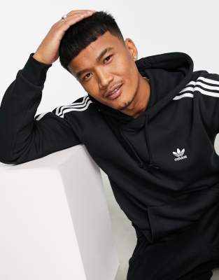 adidas originals 3 stripe hoodie black