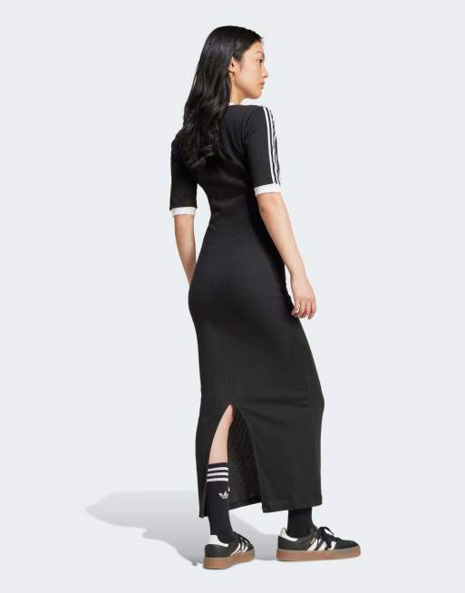 adidas Originals Adicolor 3-stripes knit v-neck dress in