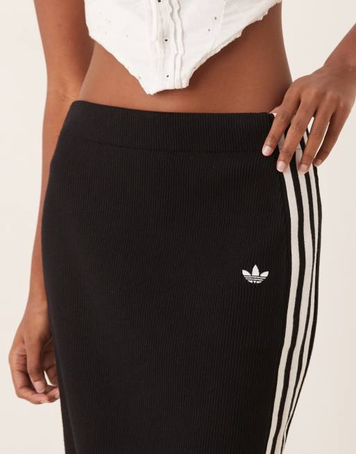 adidas Originals Adicolor 3-stripes knitted skirt in black