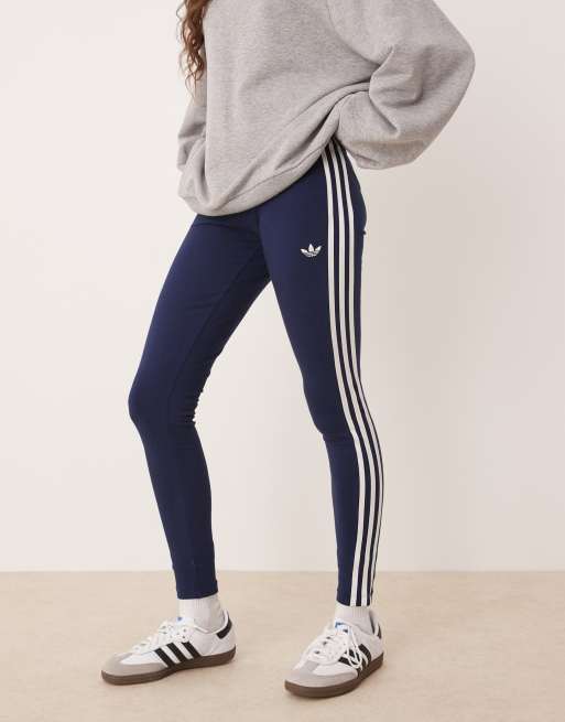 adidas Originals Adicolor 3-stripes leggings co in night indigo / white