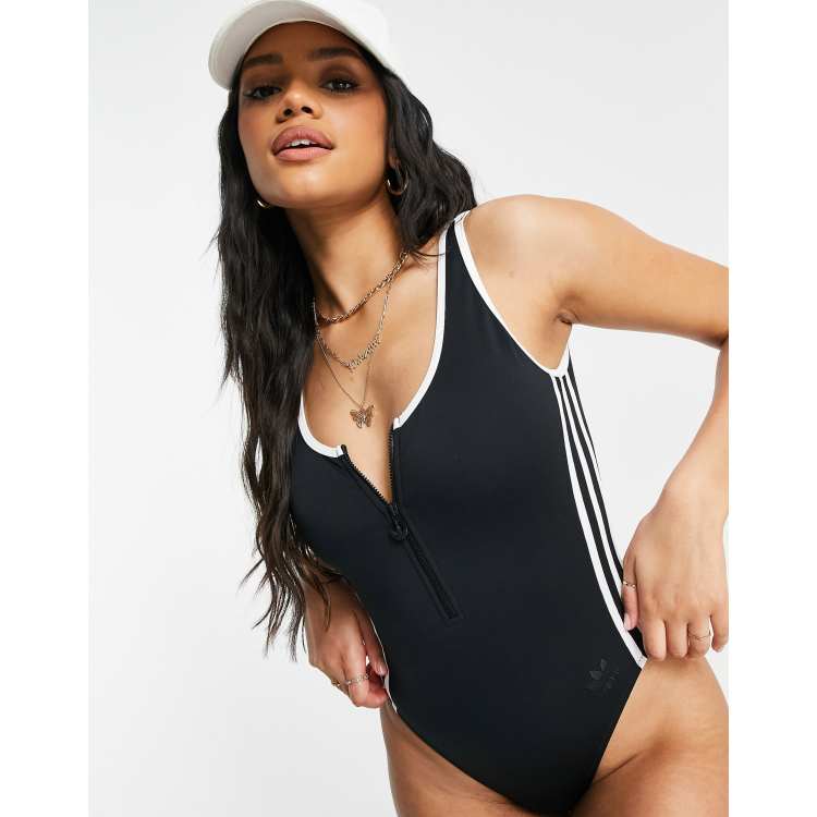 adidas Originals Adicolor 3-Stripes logo swimsuit in black