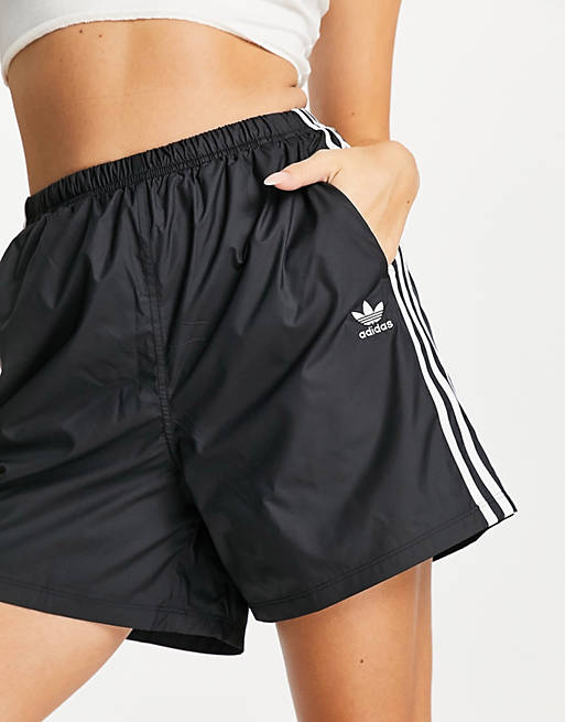 adidas Originals adicolor 3-Stripes long length shorts in black | ASOS