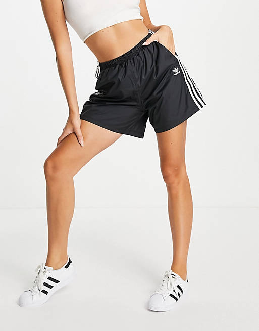 adidas Originals adicolor 3-Stripes long length shorts in black | ASOS