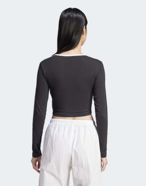 25SS新作人気【ADIDAS】ADICOLOR 3S LONG SLEEVE CROP TEE adidas Originals Adicolor 3-stripes long sleeve crop tee in