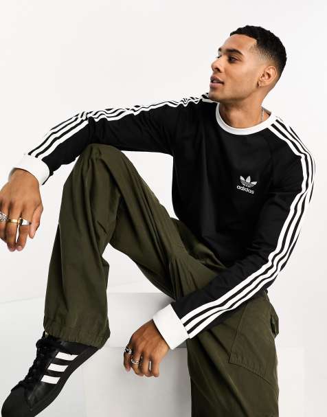 adidas Originals Adicolor 3-Stripes long sleeve T-shirt in black - view 1