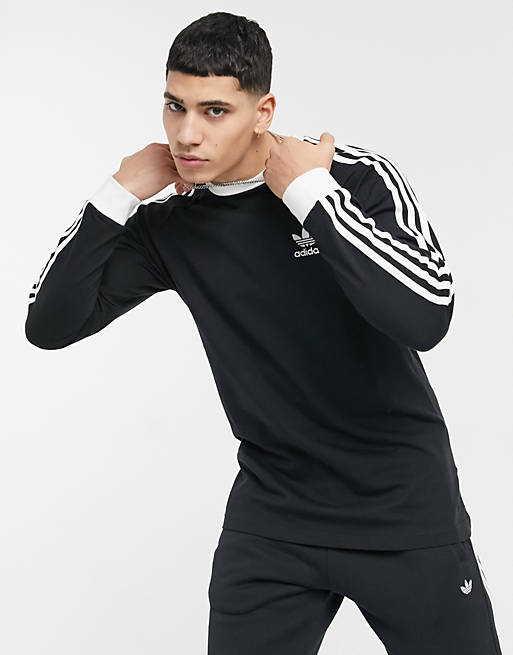 adidas Originals adicolor 3-Stripes long sleeve top in black | ASOS