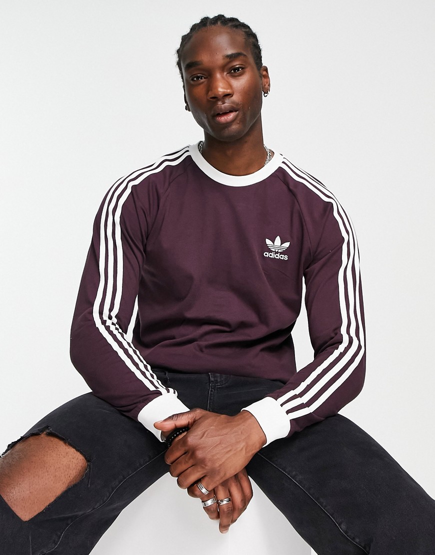 Adidas Originals adicolor 3-Stripes long sleeve top in purple