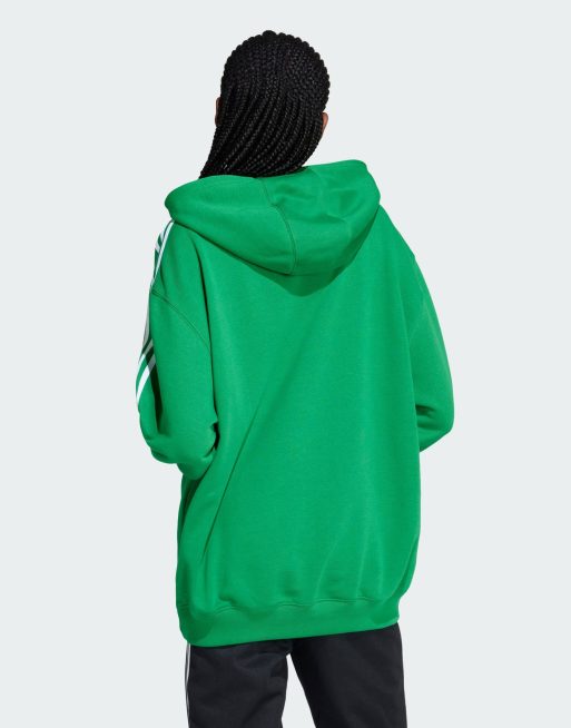 adidas Originals Adicolor 3-stripes oversized hoodie in green ASOS