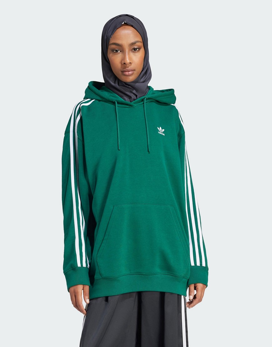 adidas Originals Adicolor 3-stripes oversized hoodie in green