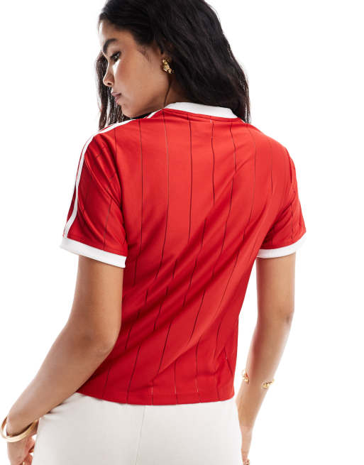 adidas Originals Adicolor 3-stripes Pinstripe t-shirt in red