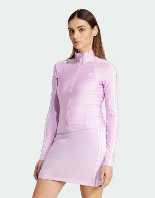 adidas Originals Adicolor 3-stripes slim track top in light orchid-Pink