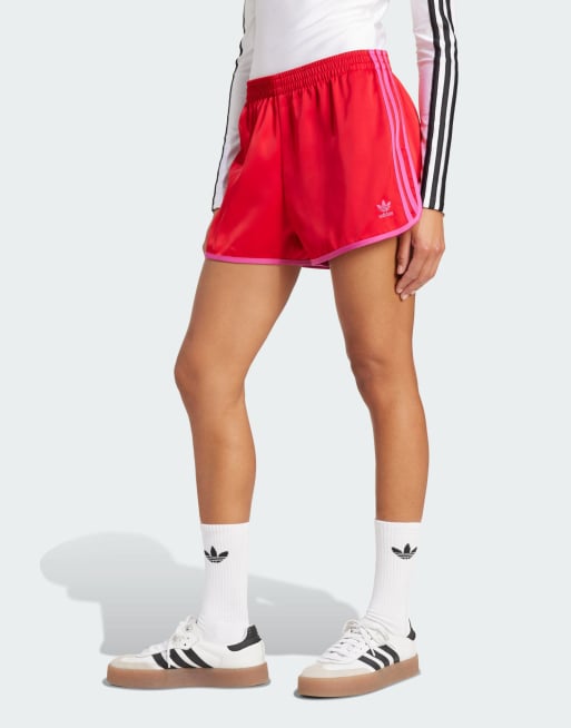 adidas Originals Adicolor 3-stripes sprinter shorts in better scarlet / semi lucid fu