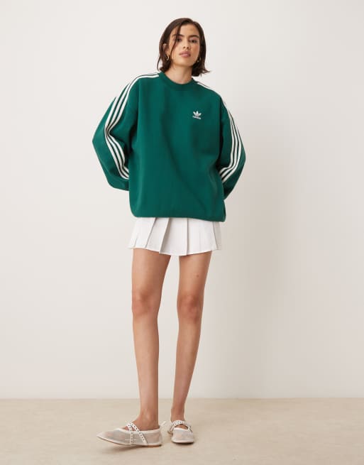 adidas Originals Adicolor 3-Stripes sweatshirt in green ASOS