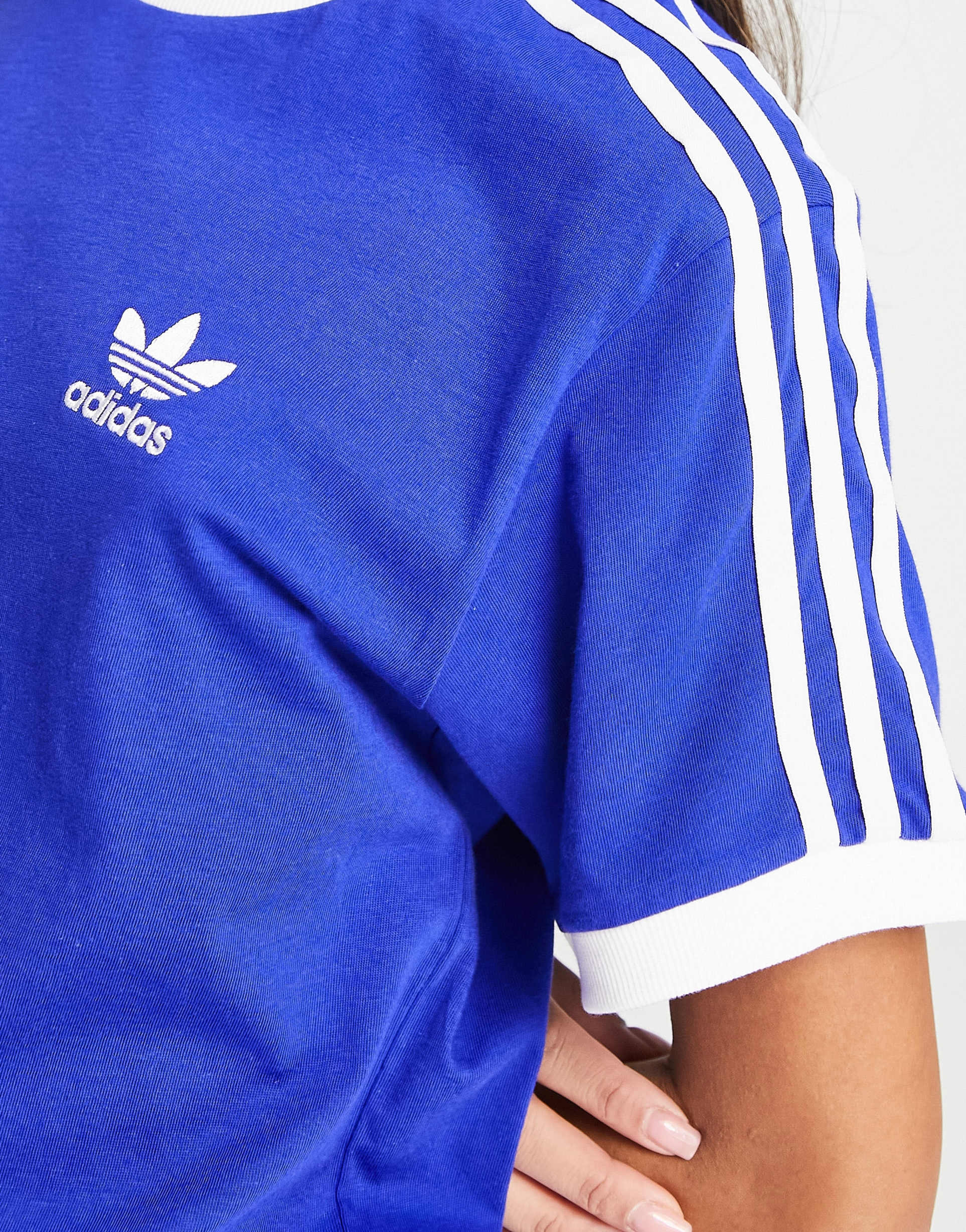 adidas Originals adicolor 3 stripes t-shirt in blue