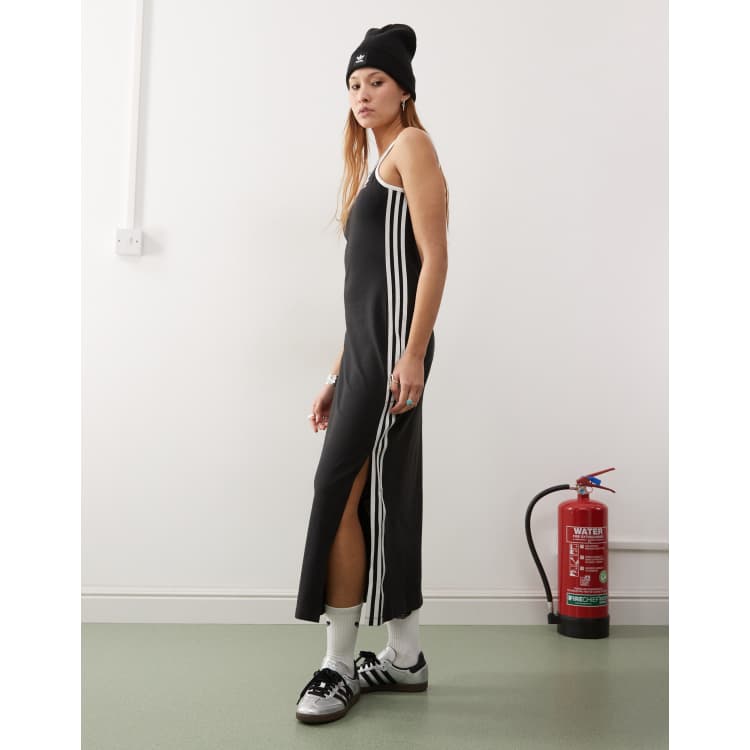 adidas Originals Adicolor 3-Stripes Tank Maxi Dress in black